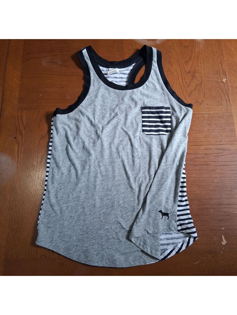 PINK black stripped tank top size Small